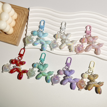 Új Crown Love valódi színű macaron fújós kutya kulcstartó medál gyűrű kiegészítők diáktáska medál