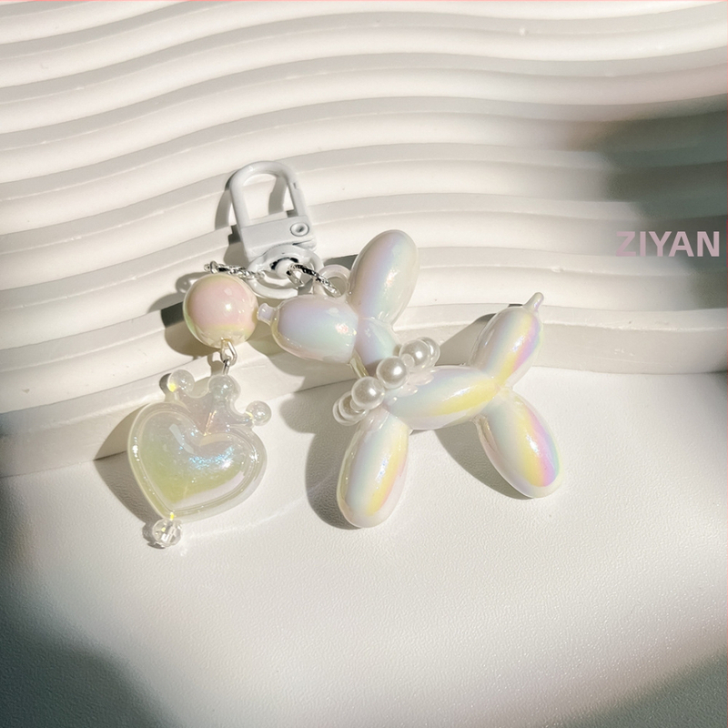 Új Crown Love valódi színű macaron fújós kutya kulcstartó medál gyűrű kiegészítők diáktáska medál