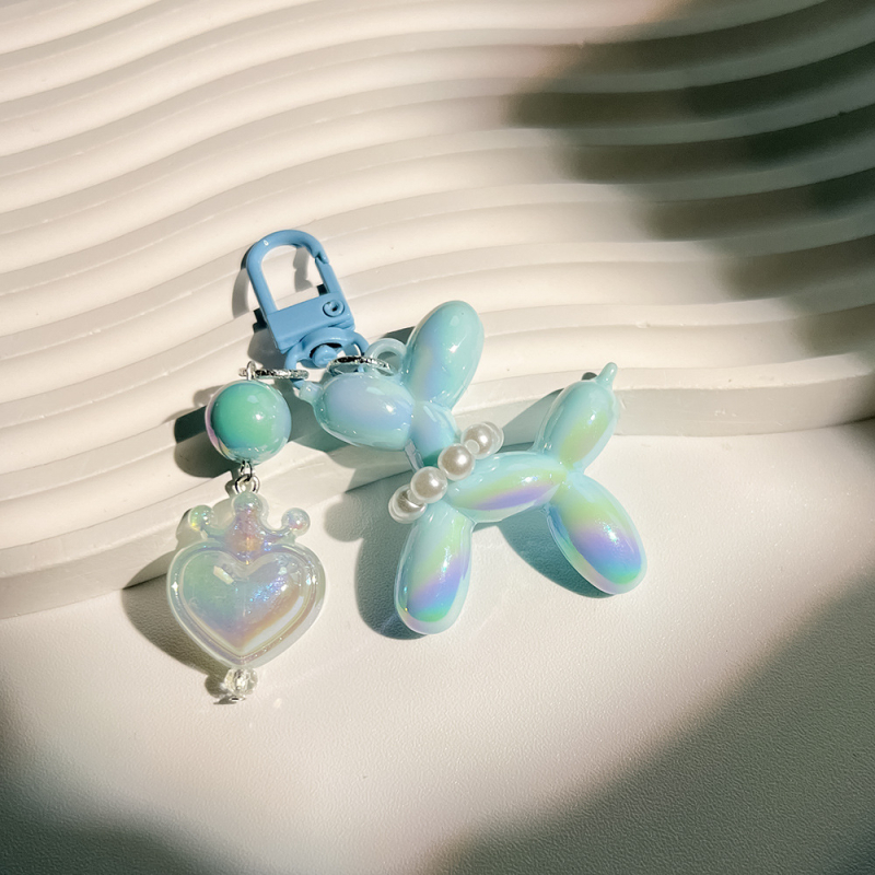 Új Crown Love valódi színű macaron fújós kutya kulcstartó medál gyűrű kiegészítők diáktáska medál