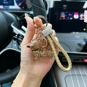 Νέο μπρελόκ για σκύλους dachshund με διαμάντια, διάσημο στο διαδίκτυο, από κράμα αλουμινίου, μπρελόκ για κουτάβια αυτοκινήτου, δημιουργική τσάντα με διακοσμητικό κρεμαστό κόσμημα