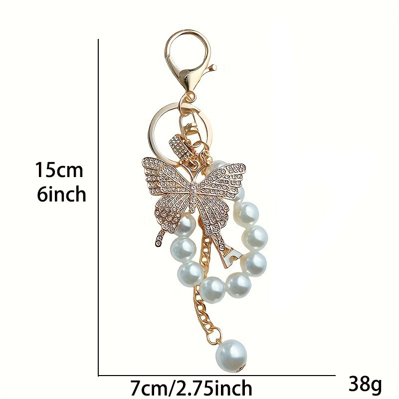 Új gyöngyláncos kulcstartó ötvözetből készült pillangós kulcstartó, gyönyörű autós kulcstartó táska, gyönyörű koreai dekoráció