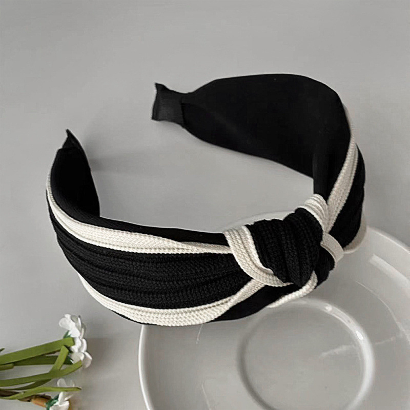 Chanel stílusú széles karimájú hajkarika női őszi és téli fekete-fehér egyszerű, magas fejfedő, retró, kiváló minőségű, minden mérkőzésre alkalmas fejfedő