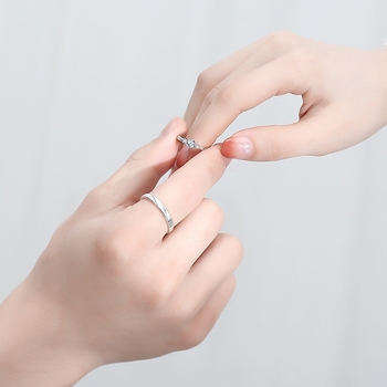 Ασημένιο S925 Δαχτυλίδι για ζευγάρια, Άνδρες και Γυναίκες, Love at First Sight, Live a Pair of Light, Πολυτελές Δώρο για την Ημέρα του Αγίου Βαλεντίνου, Tanabata