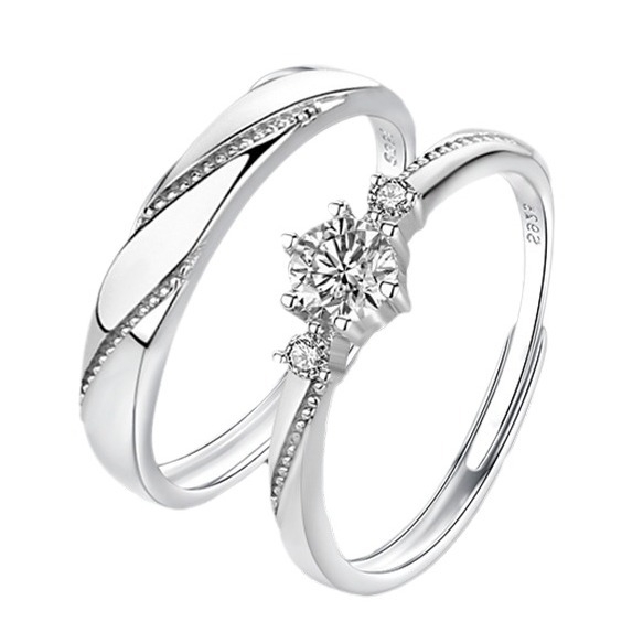 S925 sterling ezüst szerelem első látásra férfi és női páros gyűrű, élő, könnyű, luxus, niche tanabata, Valentin-napi ajándék