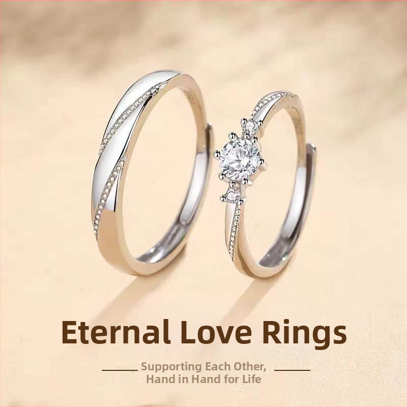 S925 sterling ezüst szerelem első látásra férfi és női páros gyűrű, élő, könnyű, luxus, niche tanabata, Valentin-napi ajándék