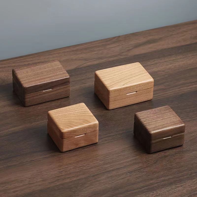 Fekete diófa flanel ékszerdoboz, ékszerdoboz, fa divatos karkötő, nyaklánc, kis medáldoboz, gyűrűdoboz