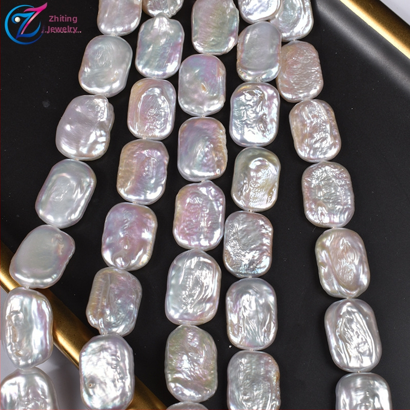 Силен блясък, естествени сладководни перлени кубчета, 12-13 мм, барокови мъниста с неправилна форма, ръчно изработени, полуготови, колие