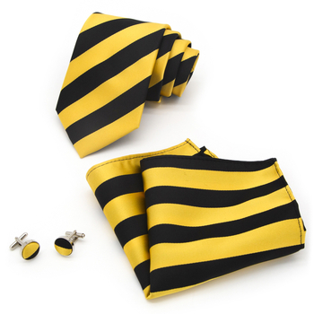 Χονδρική σε απόθεμα Ανδρικό κοστούμι 8cm με γραβάτα, μανικετόκουμπα, τετράγωνο μαντήλι ριγέ, ανδρικό επαγγελματικό φόρεμα γάμου