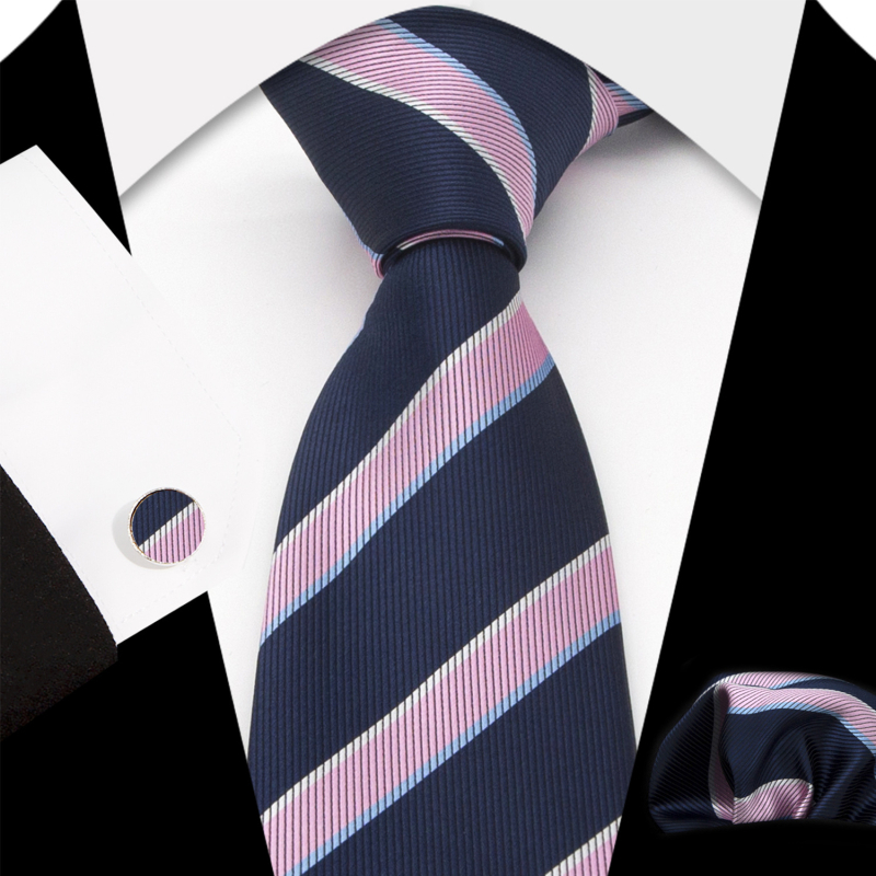 Férfi 8 cm-es nyakkendő, mandzsettagomb, zsebkendő, csíkos, üzleti, esküvői ruha, nagykereskedelem