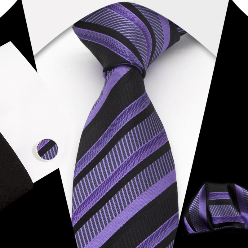 Férfi 8 cm-es nyakkendő, mandzsettagomb, zsebkendő, csíkos, üzleti, esküvői ruha, nagykereskedelem