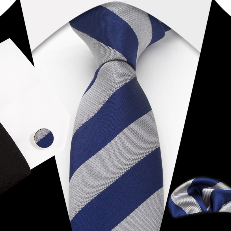 Férfi 8 cm-es nyakkendő, mandzsettagomb, zsebkendő, csíkos, üzleti, esküvői ruha, nagykereskedelem