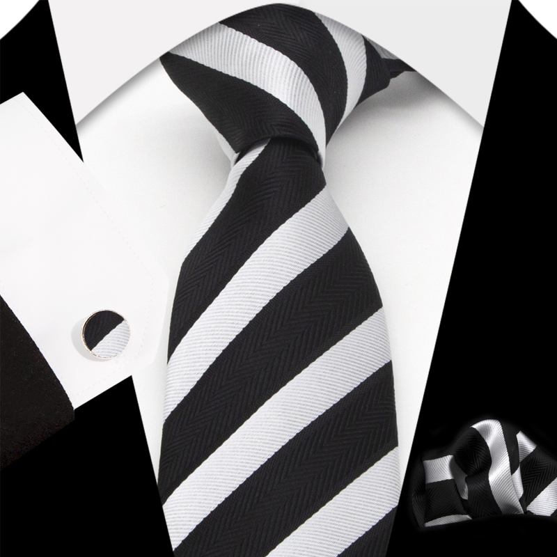 Férfi 8 cm-es nyakkendő, mandzsettagomb, zsebkendő, csíkos, üzleti, esküvői ruha, nagykereskedelem