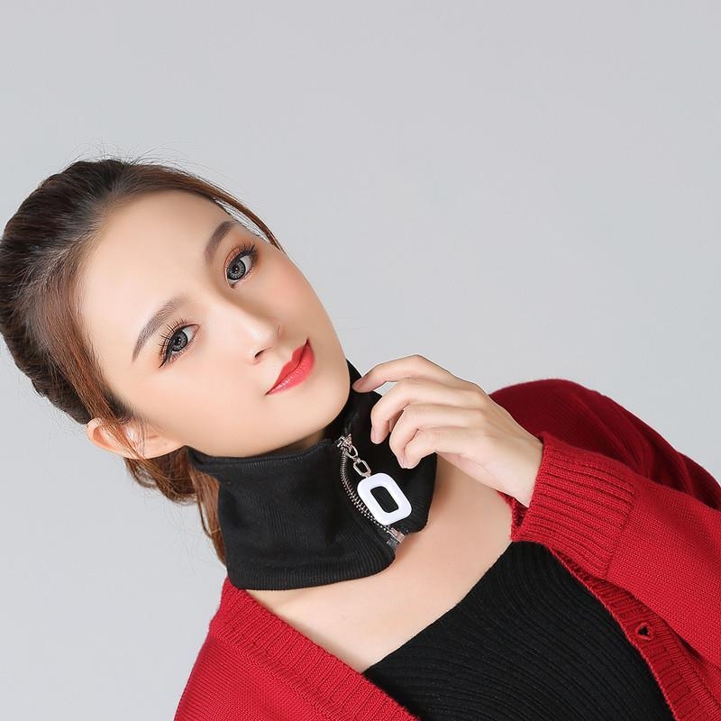 Rudens ir žiemos kaklo apsaugos kaklo grandinėlė, europietiška ir amerikietiška mada, didelio prekės ženklo trumpi karoliai, didelė kvadratinė sagtis, užtrauktukas, medvilniniai siūlai, elastinga netikra apykaklė moterims