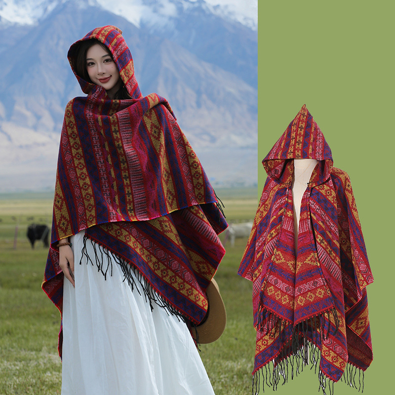 Xizang Xinjiang Qinghai turizmo nuotrauka Gobtuvas Etninio stiliaus skara Apsiaustas Moteriškas pavasarinis ir rudens sustorintas paltas Vyriškas apsiaustas