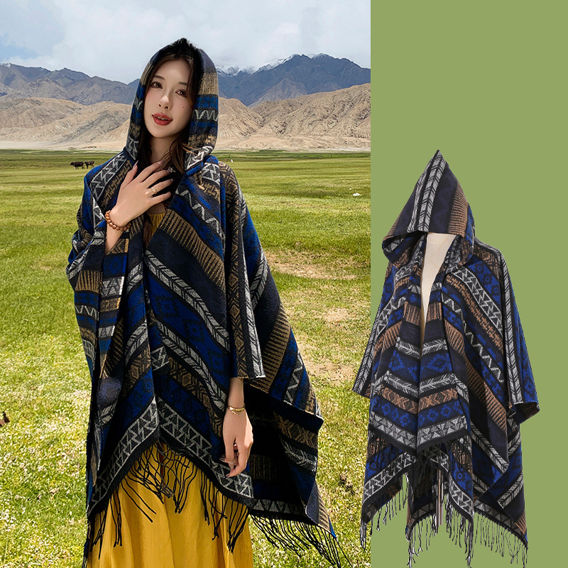 Xizang Xinjiang Qinghai turizmo nuotrauka Gobtuvas Etninio stiliaus skara Apsiaustas Moteriškas pavasarinis ir rudens sustorintas paltas Vyriškas apsiaustas