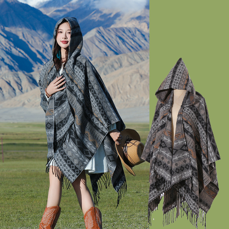 Xizang Xinjiang Qinghai turizmo nuotrauka Gobtuvas Etninio stiliaus skara Apsiaustas Moteriškas pavasarinis ir rudens sustorintas paltas Vyriškas apsiaustas