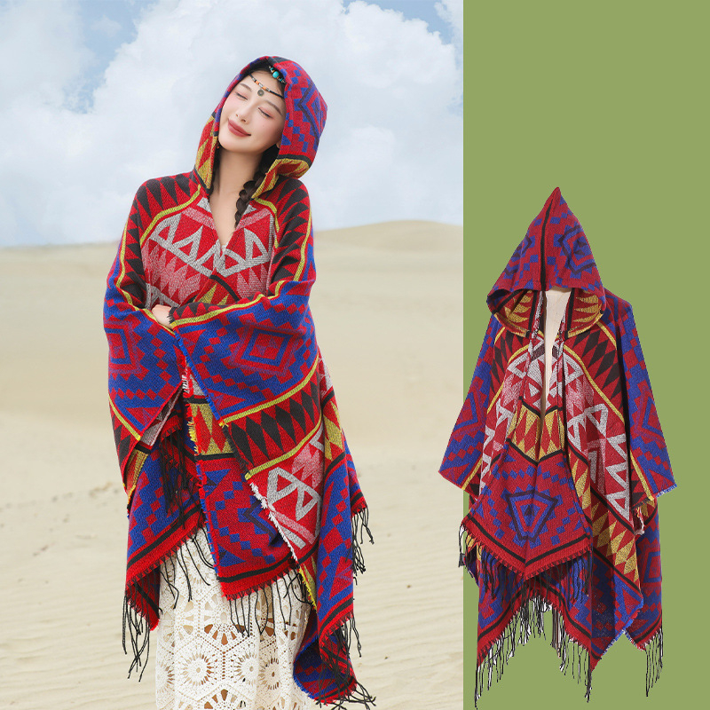 Xizang Xinjiang Qinghai turizmo nuotrauka Gobtuvas Etninio stiliaus skara Apsiaustas Moteriškas pavasarinis ir rudens sustorintas paltas Vyriškas apsiaustas