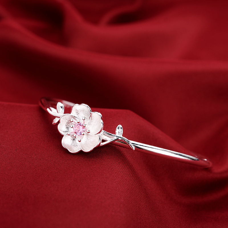 Νέο βραχιόλι από άνθη ροδακινιάς από τον κατασκευαστή πηγής, κορεάτικο ασημένιο λογοτεχνικό βραχιόλι από άνθη κερασιάς, γυναικείο βραχιόλι με διαμάντια από άνθη δαμάσκηνου, χονδρικής