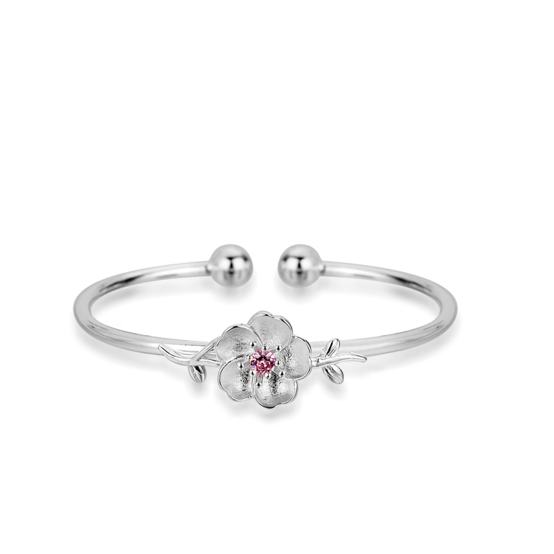 Νέο βραχιόλι από άνθη ροδακινιάς από τον κατασκευαστή πηγής, κορεάτικο ασημένιο λογοτεχνικό βραχιόλι από άνθη κερασιάς, γυναικείο βραχιόλι με διαμάντια από άνθη δαμάσκηνου, χονδρικής