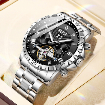 Klassikaline õõnes automaatne mehaaniline käekell meeste roostevabast terasest hoorattaga kuulus kell veekindel mood meeste käekell