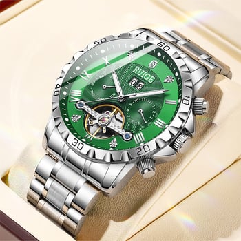 Klassikaline õõnes automaatne mehaaniline käekell meeste roostevabast terasest hoorattaga kuulus kell veekindel mood meeste käekell