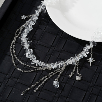 Ευρώπη και Ηνωμένες Πολιτείες κρύο άνεμο αστέρι διαμάντι ακανόνιστο λευκό κρύσταλλο κολιέ μόδα προσωπικότητα στοιβάζονται φορώντας ιδιοσυγκρασία υψηλής ποιότητας αλυσίδα κλείδας