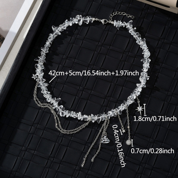 Ευρώπη και Ηνωμένες Πολιτείες κρύο άνεμο αστέρι διαμάντι ακανόνιστο λευκό κρύσταλλο κολιέ μόδα προσωπικότητα στοιβάζονται φορώντας ιδιοσυγκρασία υψηλής ποιότητας αλυσίδα κλείδας