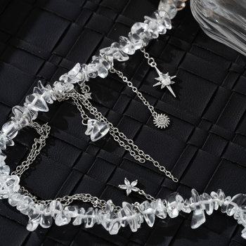 Ευρώπη και Ηνωμένες Πολιτείες κρύο άνεμο αστέρι διαμάντι ακανόνιστο λευκό κρύσταλλο κολιέ μόδα προσωπικότητα στοιβάζονται φορώντας ιδιοσυγκρασία υψηλής ποιότητας αλυσίδα κλείδας