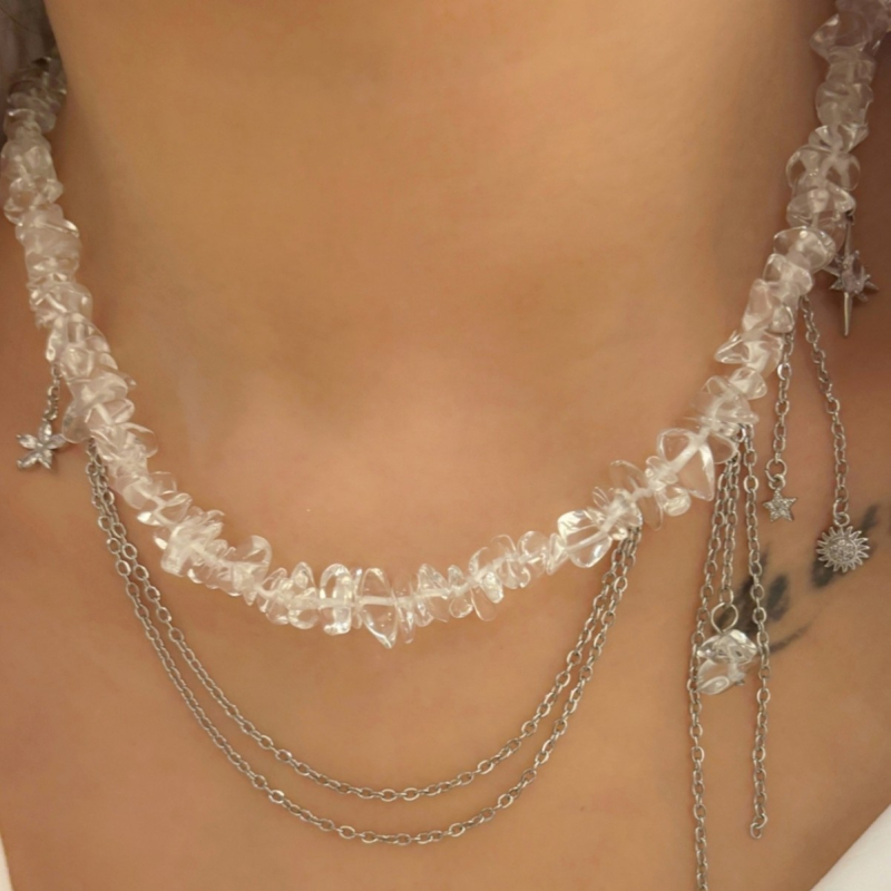 Európa és az Egyesült Államok hideg szél csillag gyémánt szabálytalan fehér kristály nyaklánc divat személyiség halmozott visel temperamentum kiváló minőségű kulcscsont lánc