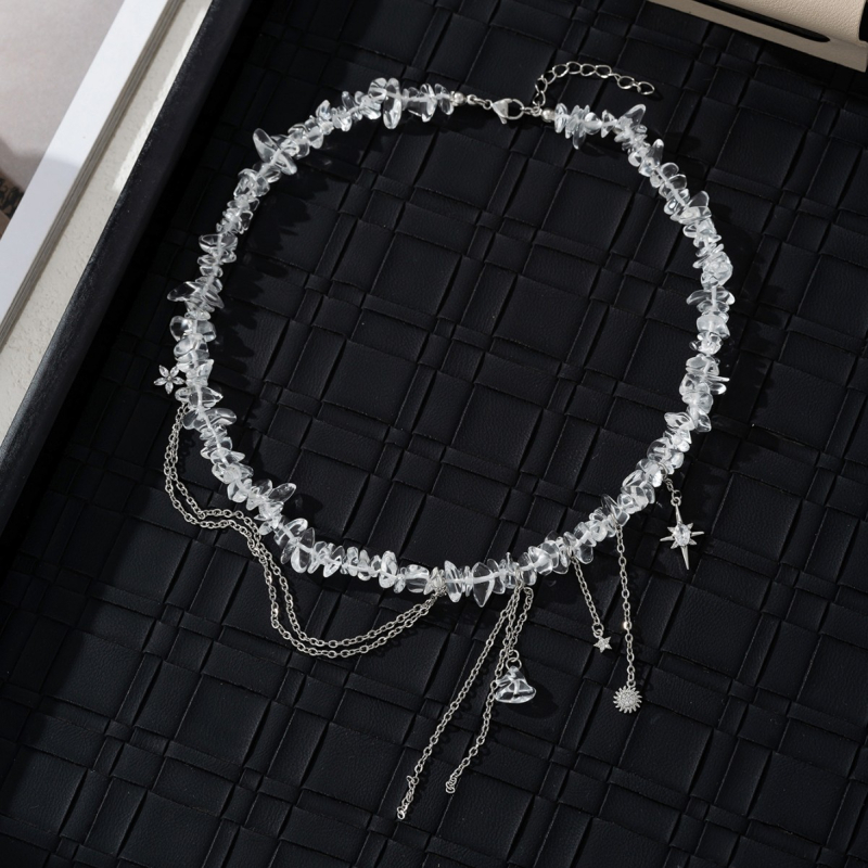 Európa és az Egyesült Államok hideg szél csillag gyémánt szabálytalan fehér kristály nyaklánc divat személyiség halmozott visel temperamentum kiváló minőségű kulcscsont lánc