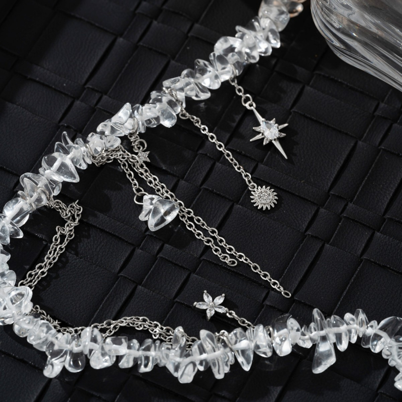 Európa és az Egyesült Államok hideg szél csillag gyémánt szabálytalan fehér kristály nyaklánc divat személyiség halmozott visel temperamentum kiváló minőségű kulcscsont lánc