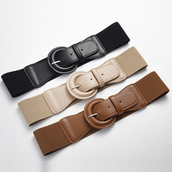 Ελαστική γυναικεία ζώνη για όλες τις χώρες, ευρωπαϊκή και αμερικανική, μοντέρνα και ευέλικτη, με διακόσμηση αγκράφα, ζώνη μέσης για παλτό, φαρδιά ζώνη μέσης για γυναίκες