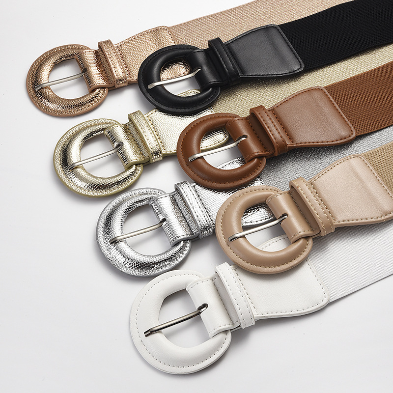 Határokon átnyúló európai és amerikai elasztikus női öv, divatos és sokoldalú, csatdíszítéssel, deréköv kabátokhoz, széles derékrögzítő nőknek