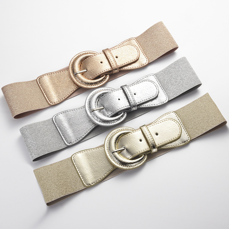 Határokon átnyúló európai és amerikai elasztikus női öv, divatos és sokoldalú, csatdíszítéssel, deréköv kabátokhoz, széles derékrögzítő nőknek