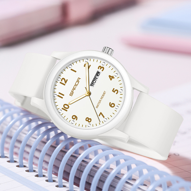 Kellad Paari väike kell kalendriga Teismelistele ja üliõpilastele Trendikas moodne universaalne loominguline elektrooniline kvartskell