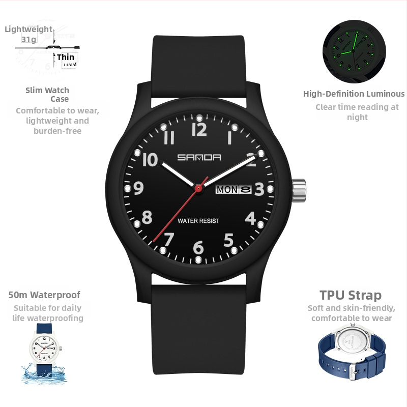 Kellad Paari väike kell kalendriga Teismelistele ja üliõpilastele Trendikas moodne universaalne loominguline elektrooniline kvartskell