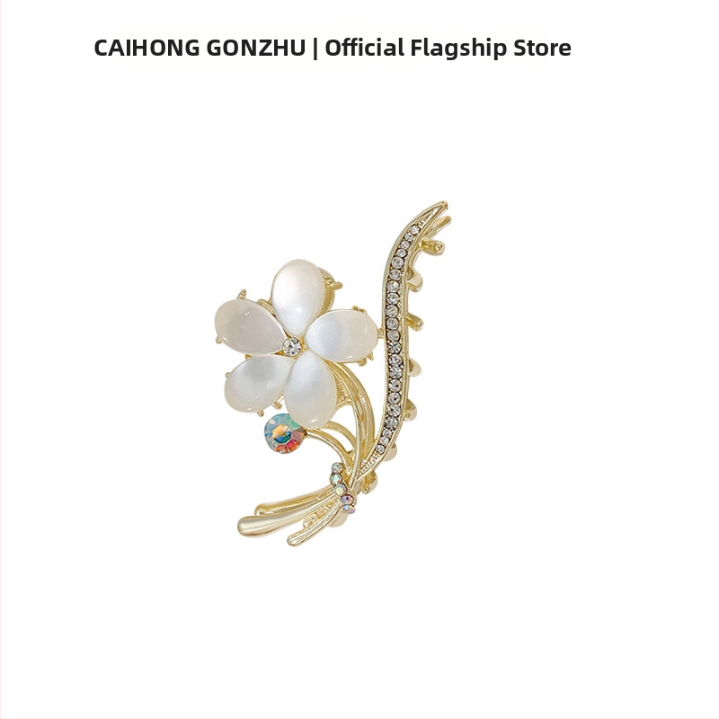 Tavaszi és nyári legkelendőbb opálvirágos hajtű női, gyönyörű, közepes méretű, hajcsatos, hátsó fejpántos fejdísz, ötvözött hajdíszek