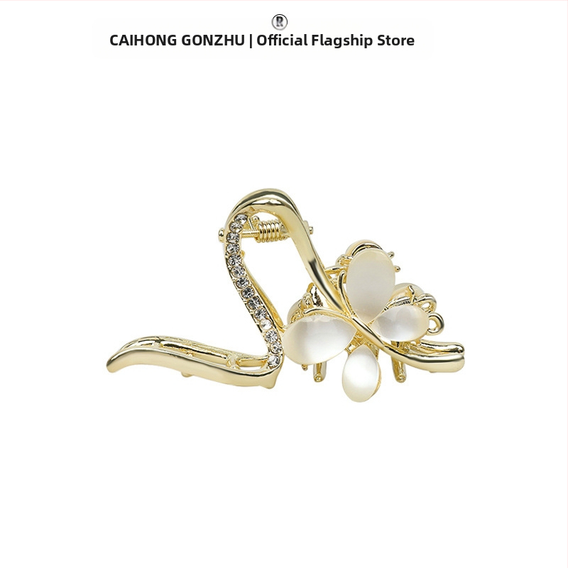 Tavaszi és nyári legkelendőbb opálvirágos hajtű női, gyönyörű, közepes méretű, hajcsatos, hátsó fejpántos fejdísz, ötvözött hajdíszek