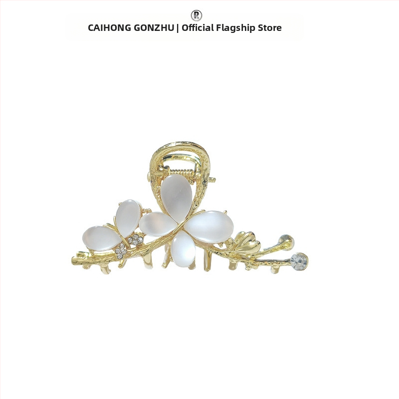 Tavaszi és nyári legkelendőbb opálvirágos hajtű női, gyönyörű, közepes méretű, hajcsatos, hátsó fejpántos fejdísz, ötvözött hajdíszek