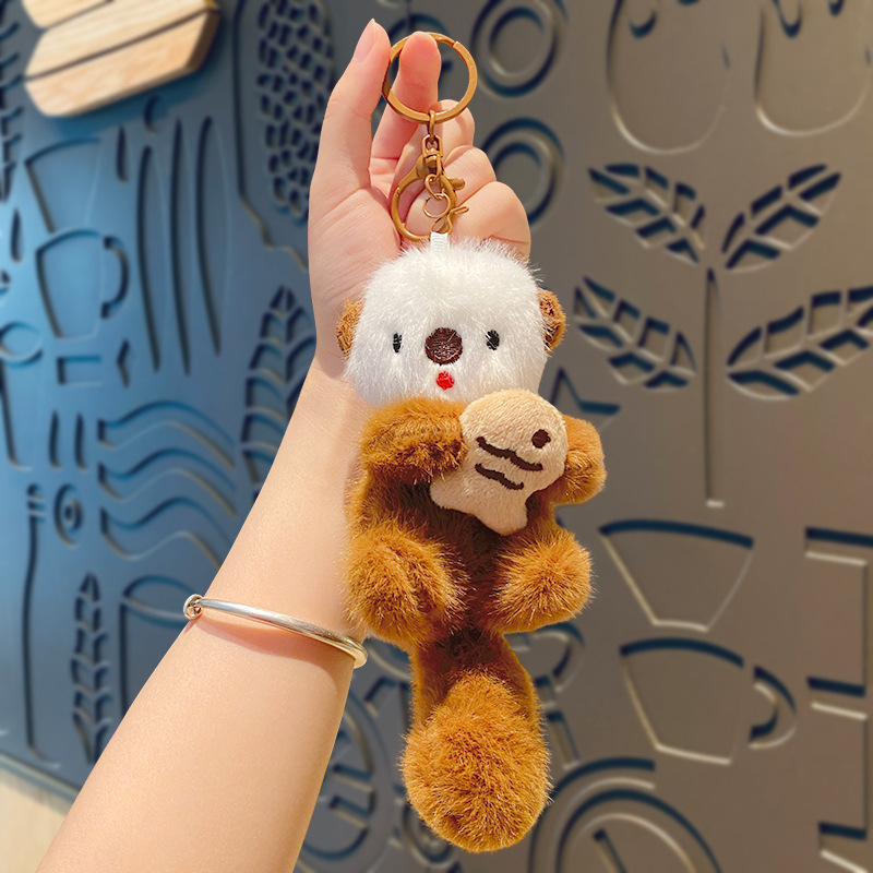 Aranyos rajzfilm plüss tengeri vidra kulcstartó medál kreatív baba baba táska lógó pár kis ajándék nagykereskedelem