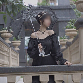 ♤ Lolita maza, svaiga Eiropas princeses melnbalta mežģīņu lietussargs Kāzu fotografēšanas deju rokdarbu lietussargs Foto rekvizīti