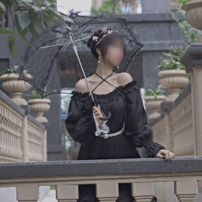 ♤ Lolita väike värske Euroopa printsess mustvalge pitsist vihmavari pulmafotograafia tantsukunsti vihmavari fotorekvisiidid