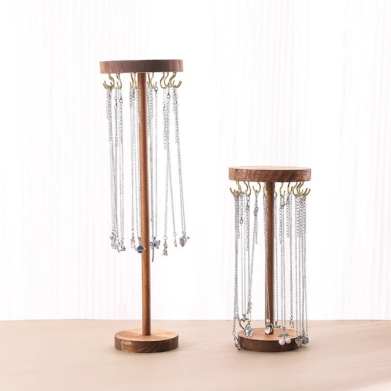 Dió színű kerek nyaklánc, kiállító állvány, sztereó tömörfa ékszer, ékszer karkötő, karkötő, pulóver lánc, függőállvány