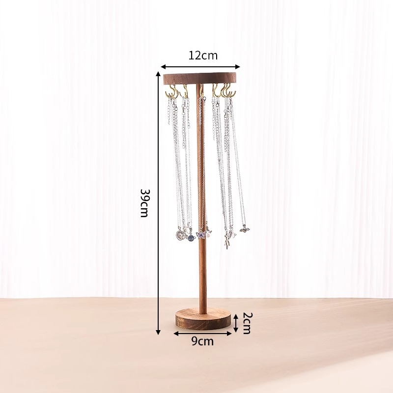 Dió színű kerek nyaklánc, kiállító állvány, sztereó tömörfa ékszer, ékszer karkötő, karkötő, pulóver lánc, függőállvány