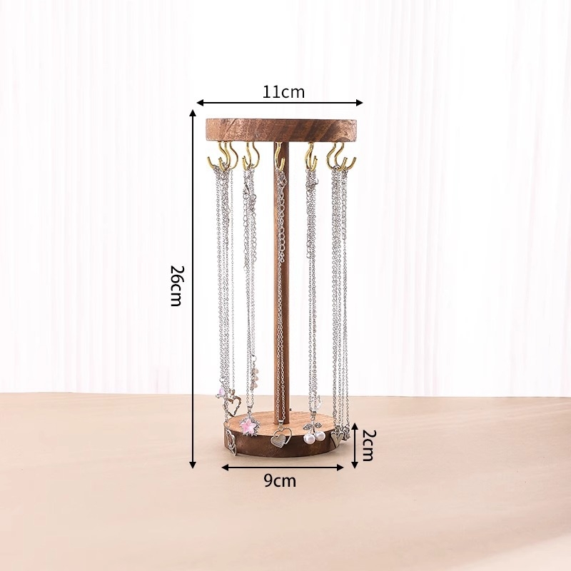 Dió színű kerek nyaklánc, kiállító állvány, sztereó tömörfa ékszer, ékszer karkötő, karkötő, pulóver lánc, függőállvány