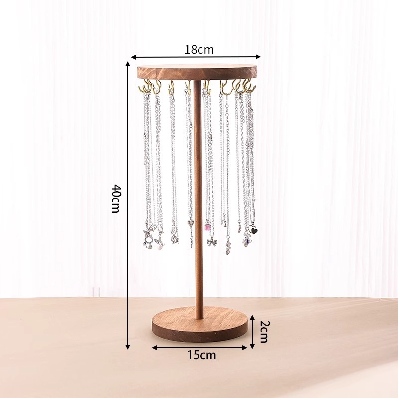 Dió színű kerek nyaklánc, kiállító állvány, sztereó tömörfa ékszer, ékszer karkötő, karkötő, pulóver lánc, függőállvány