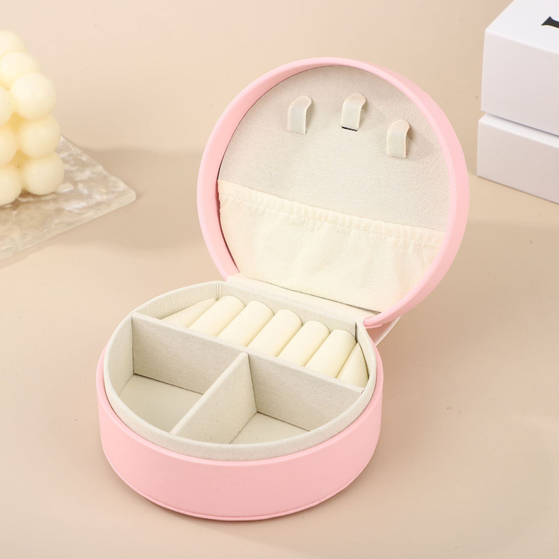 Csúcskategóriás félkör alakú hordozható mini ékszerdoboz hordozható utazási ékszer kiegészítők fülbevalók fülbevaló tárolódoboz bőr doboz