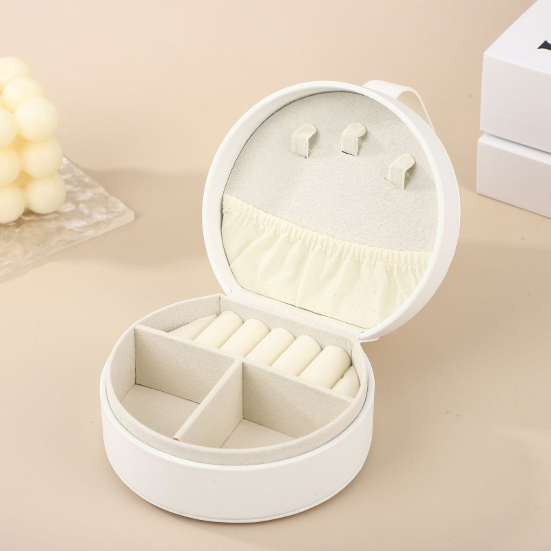 Csúcskategóriás félkör alakú hordozható mini ékszerdoboz hordozható utazási ékszer kiegészítők fülbevalók fülbevaló tárolódoboz bőr doboz
