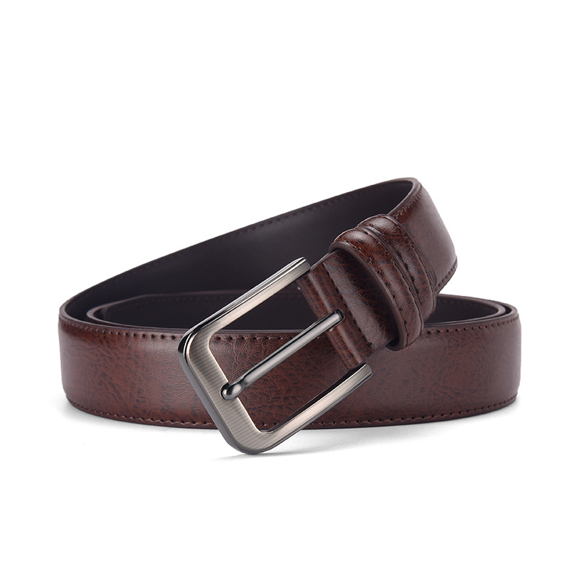 Vintage dombornyomott férfi bőr öv tűs csattal, üzleti stílus, fiatal férfiaknak megfelelő, hétköznapi nadrág, valódi marhabőr, művészi retró stílus