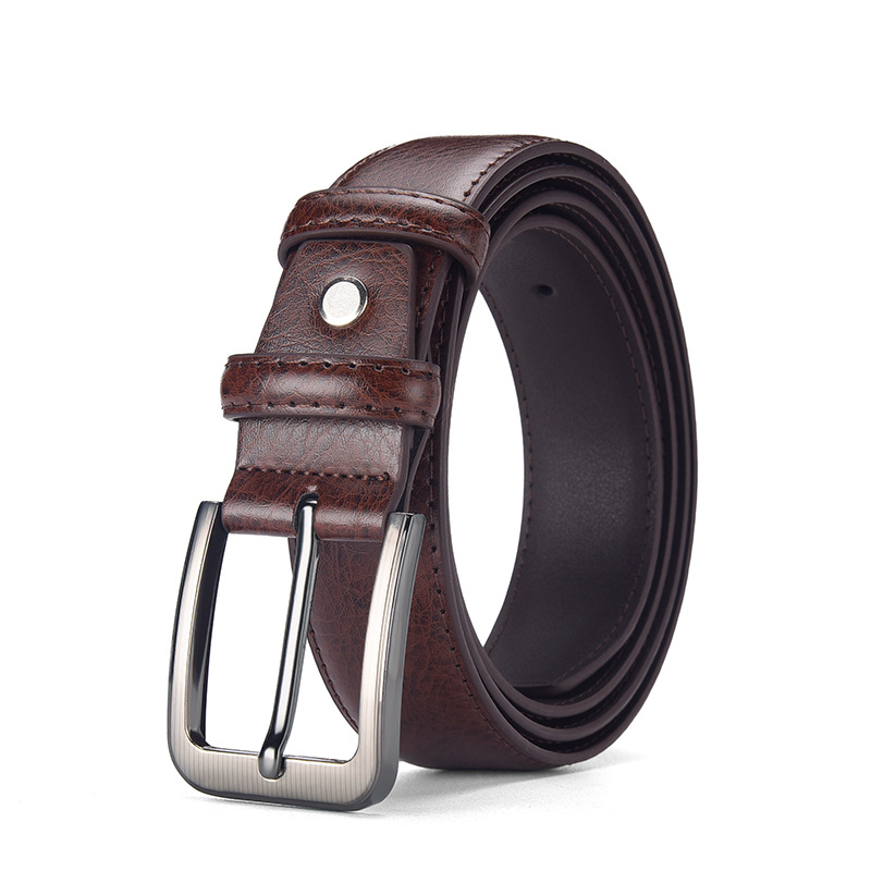 Vintage dombornyomott férfi bőr öv tűs csattal, üzleti stílus, fiatal férfiaknak megfelelő, hétköznapi nadrág, valódi marhabőr, művészi retró stílus